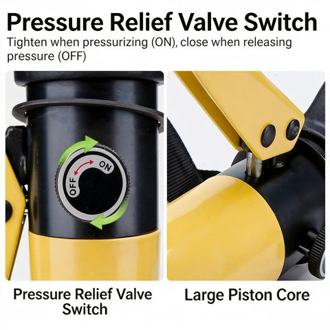 Pressure relief valve switch on Heavy Duty 6 Ton Hydraulic Steel Bar Cutter For Cutting Rebar Up To 12 Mm with large piston core.