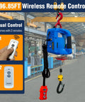 Rock Solid Bigorenda 3 In 1 Electric Hoist Winch with wireless remote control, dual control options displayed.