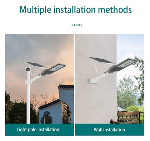 JUDYSSY Courtyard Light Solar Lights Outdoor Garden Led Solar Street Flood Lights with light pole and wall installation options.