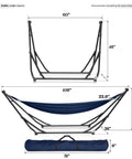 Dimensions of Hammock With Heavy Duty Steel Stand For Indoor And Outdoor Chill Sessions 600Lb Capacity Foldable 2 Layer Soft Polyester