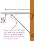 Heavy Duty Adjustable Closet Rod And Shelf Support Brackets diagram showing dimensions for chrome plated steel wall mounts.