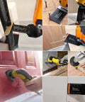 AMZWEI 190 titanium metal-wood oscillating tool blade kit with sandpaper, quick-release blades, shown in multiple views