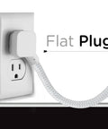 Three Outlet Surge Protector Power Strip With 10 Ft Braided Extension Cord, 16 Gauge, Flat Cable, 3 Prong, ETL Listed, Indoor Use