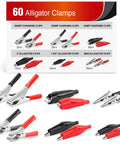 60 Piece Metal Alligator Clip Set With Badass Grip For Wiring Soldering Gluing And Quick Electrical Fixes Around The Shop Or Garage Rig, showcasing various clip types.