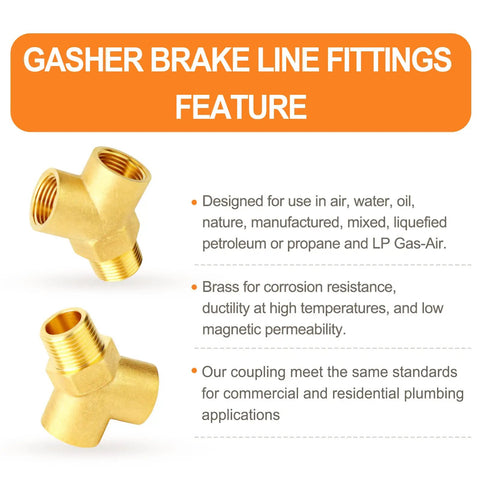 Image of Five Piece Brass Pipe Fitting Tee Y Adapter Set For Plumbing, Built To Last, Pro Grade Setup with corrosion-resistant brass fittings.