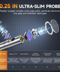 Slim 0.25 Inch Dual Lens Articulating Borescope with 220 Degree Two Way Endoscope Camera showcasing ultra-slim probe design