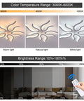 Flame Shape Dimmable LED Ceiling Light 50W With Remote Control 3000K To 6500K Color Temperature About 31 Inch showing light effects