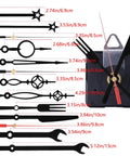 Clock hands in varied styles and sizes from 14 Styles Silent Non Ticking Wall Clock Movements Kit With Aluminum Clock Hands Replacement Parts For DIY Repairs Battery Operated Quartz Motor Clock Accessories In Black And Gold.