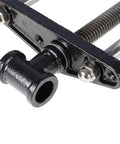Close-up of the reinforced guide rail of the Industrial Grade Cast Iron Woodworking Bench Vise Featuring A Ten Inch Jaw.