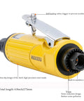 Compact Air Die Grinder With One Quarter And One Eighth Collets Grinds Out Lightning Speed At 22000 RPM with safety trigger and stainless steel filter.