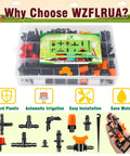 All In One 220 Piece Drip Irrigation Fittings Kit For One Quarter Inch Tubing with storage box and various fittings