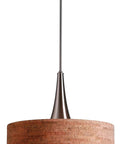 Bulletin 3 Light Pendant with cork shade in brushed steel finish, modern ambient lighting for kitchen islands and living rooms.