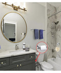 Modern bathroom with Polished Chrome 5 Piece Bathroom Hardware Set With Hand Towel Ring, 16 Inch Towel Bar, Toilet Paper Holder visible.