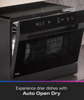 Compact Countertop Dishwasher With Smart Wifi Connectivity Six Wash Cycles Energy Star Portable Kitchen Workhorse showing black finish and control panel.