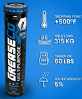 Front view of blue Amazon wheel bearing grease tube, lithium complex, NLGI 2, multipurpose automotive grease.