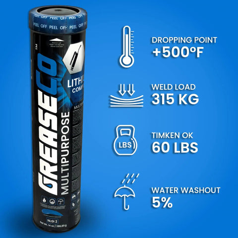 Wheel Bearing Grease Tube 10 Pack Lithium Complex NLGI 2 EP High Temp Automotive Lubricant For Grease Gun front view