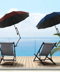 Portable Patio Umbrella With Solid Clamp Mount For Beach Chairs And Golf Carts, No Fuss Manual Open Close, Heavy Duty Sunshade Delivers Top Shelf UV Block And Swift 360 Swivel Base For Laidback Outdoor Chill Days (43 Inch Wine) on beach chairs with ocean view.