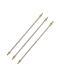 Grade A 3/16 Inch 304 Stainless Steel Brake Lines With Inverted Double Flared Ends And Locking Fittings Six Inches Long viewed from above.