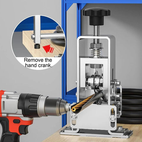 Heavy Duty Manual Wire Stripper Machine For Copper Cables 0.04 To 1 Inch with drill attachment and hand crank feature.