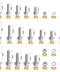 Metric Flange Bolt And Nut Kit 400 Piece Assortment With M6x1.0 M8x1.25 M10x1.5 Bolts Grade 8.8 Alloy Nuts And Washers 12mm To 45mm Lengths No Brainer DIY Home Projects Auto Shop Set, assorted bolts and washers