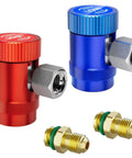 R1234YF Quick Coupler Kit Set of 2, DIY Friendly Adjustable High and Low Side Adapters for Quarter Inch Fittings