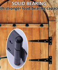 Heavy Duty T Shaped Hinges Pack Of 3 12 Inch Black Metal Foldable Gate Hardware installed on wooden door with solid bearing.