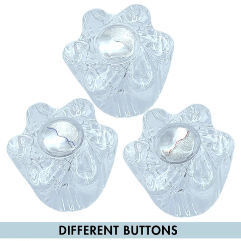 Clear Acrylic Replacement Faucet Knob Set for Windsor Tub and Shower, 3 Piece Handles for Hot Cold and Diverter, top view