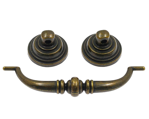 8Pcs Bail Drawer Handles Set Center To Center 3.5 Inch Hole Spacing Bronze Antique Drop Pulls Zinc Alloy