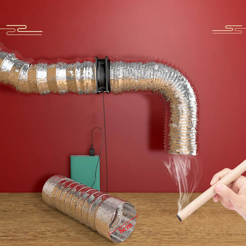 USB Solder Smoke Absorber With 1 Speed ESD Fume Extractor Fan and Pipe Duct for Portable Ventilation on red background