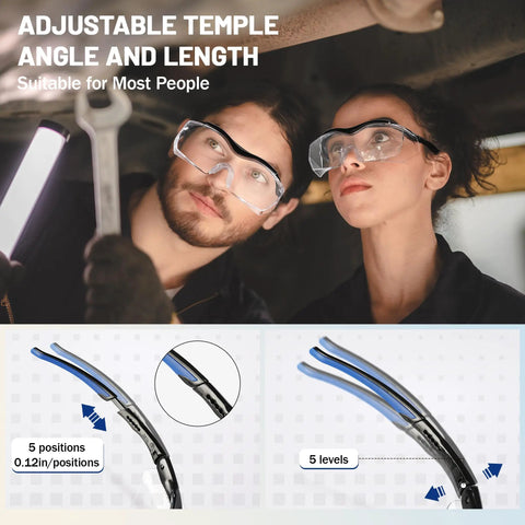 Two Pack Safety Glasses With Anti Fog Coating And Adjustable Temples For Outdoor Work ANSI Z87.1 High Impact Lab Goggles