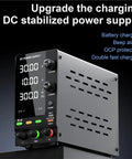 Adjustable 0 To 30V 0 To 10A DC Power Supply For Lab Use With Dual Display, showing voltage and current on front panel.
