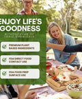 Family enjoying outdoor meal with cutting board oil benefits displayed, No Nonsense Cutting Board Oil With Conditioner And Sealer For Wood Surfaces, Food Safe And Non Toxic, Exceeds FDA Standards, Keeps Butcher Blocks And Wood Counters Protected, Restores Shine, 8 Oz.