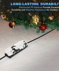 Nine Pack Outdoor Extension Cord Safety Covers IPX4 Waterproof Connection Protector under snow with holiday lights