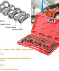 Valve Spring Compressor C Clamp Tool Set For Auto Service And Small Engine Maintenance in red storage case showing tools