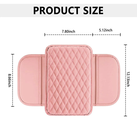 Upgraded Slick Microfiber Car Center Console Cover Universal Armrest Cushion With Nifty Double Side Storage Pockets Pink Ride Pad For Daily Driving And Road Trips Keep Your Interior Fresh And Tidy dimensions 7.80x12.13in