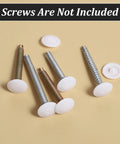 150 Pieces White Waterproof Self Tapping Screw Cap Covers, 12mm Diameter, decorative caps shown with screws, screws not included