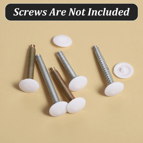150 Pieces White Waterproof Self Tapping Screw Cap Covers, 12mm Diameter, decorative caps shown with screws, screws not included
