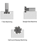 Diagram showing Pro Grade T Slot Milling Cutters With 30mm Cutting Diameter And 8mm Cutting Depth, 16mm Shank in various applications