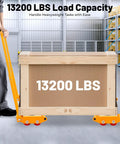 Kick Those Heavy Lathes Into Gear With These 13200 Lbs Heavy Duty Machinery Skates Dollies featuring 13200 LBS load capacity and orange wheels.