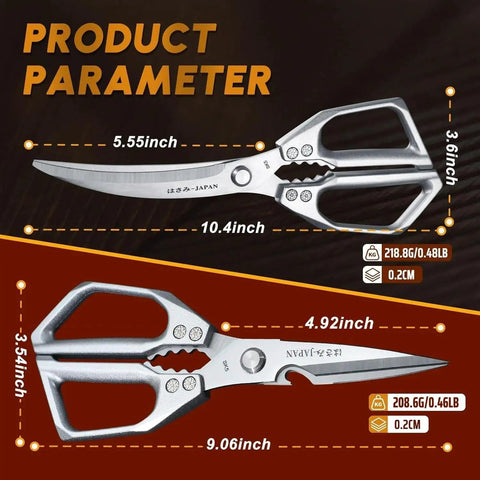 Beast Mode Heavy Duty Kitchen Scissors For Food Prep And BBQ, Multifunction Kitchen Shears With Dual-Shear Razor Blades, Stainless Steel, 10.4 inch