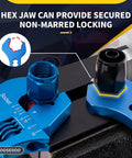 Close-up of hex jaw on Adjustable AN Fittings Wrench Set For Hose Adapters 3AN 16AN With Double Ended 6AN To 8AN Socket Wrench.