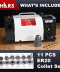 Top Shelf Drill Bit Sharpener That Revives Muted Edges Quick With Locked Angle Jigs And Pro Spec ER Collet Holds with ER20 collet set.