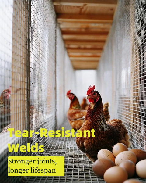 Chickens inside pen made from 36x50 Inch Hardware Cloth One Half Inch Mesh, Nineteen Gauge, Hot Dip Galvanized After Welding.