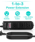 Outdoor Weatherproof Power Strip With 3 Outlets and Flat Plug 6.5 Ft Extension Cord Built for the Outdoors Overload Protection