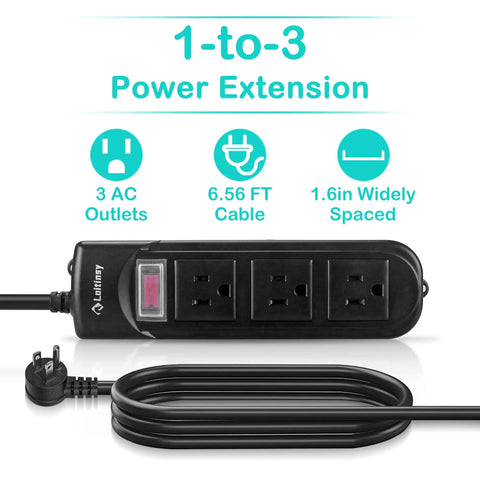 Outdoor Weatherproof Power Strip With 3 Outlets and Flat Plug 6.5 Ft Extension Cord Built for the Outdoors Overload Protection