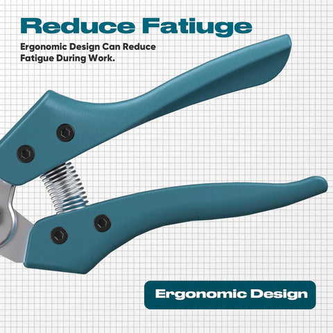 Side view of ergonomic 8 Inch All Purpose Heavy Duty Scissors With Ultra Sharp Serrated Angled Blades And Cable Notch For Cutting.