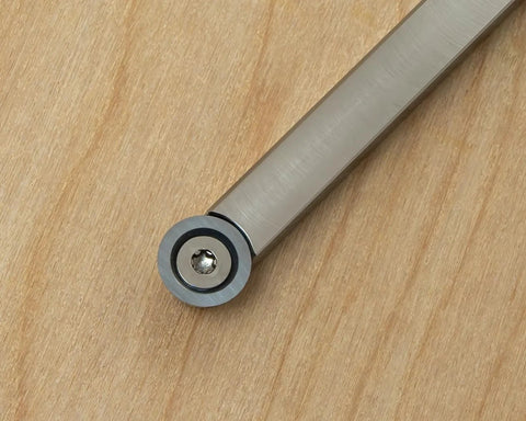 Aluminum lathe tool handle, 12 inches, gray with circular end cap and central screw