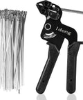 Pro Grade Heavy Duty Stainless Steel Cable Tie Gun Kit with 100 pcs 4.6x250mm cable ties displayed next to tie gun