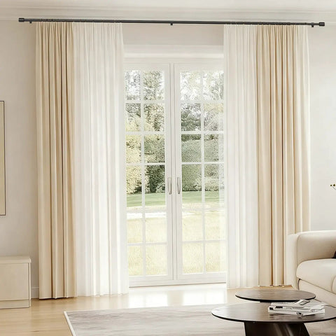 Five Eighth Inch Adjustable Curtain Rod Set, 30 To 90 Inches, Black Splicing Rods For Windows From 30 To 84 Inches, modern living room