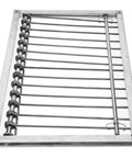 Steel Pigeon Cage Door With Secure Lock For Bird Loft Entry Gate, metal pigeon door detail, silver bars and lock mechanism